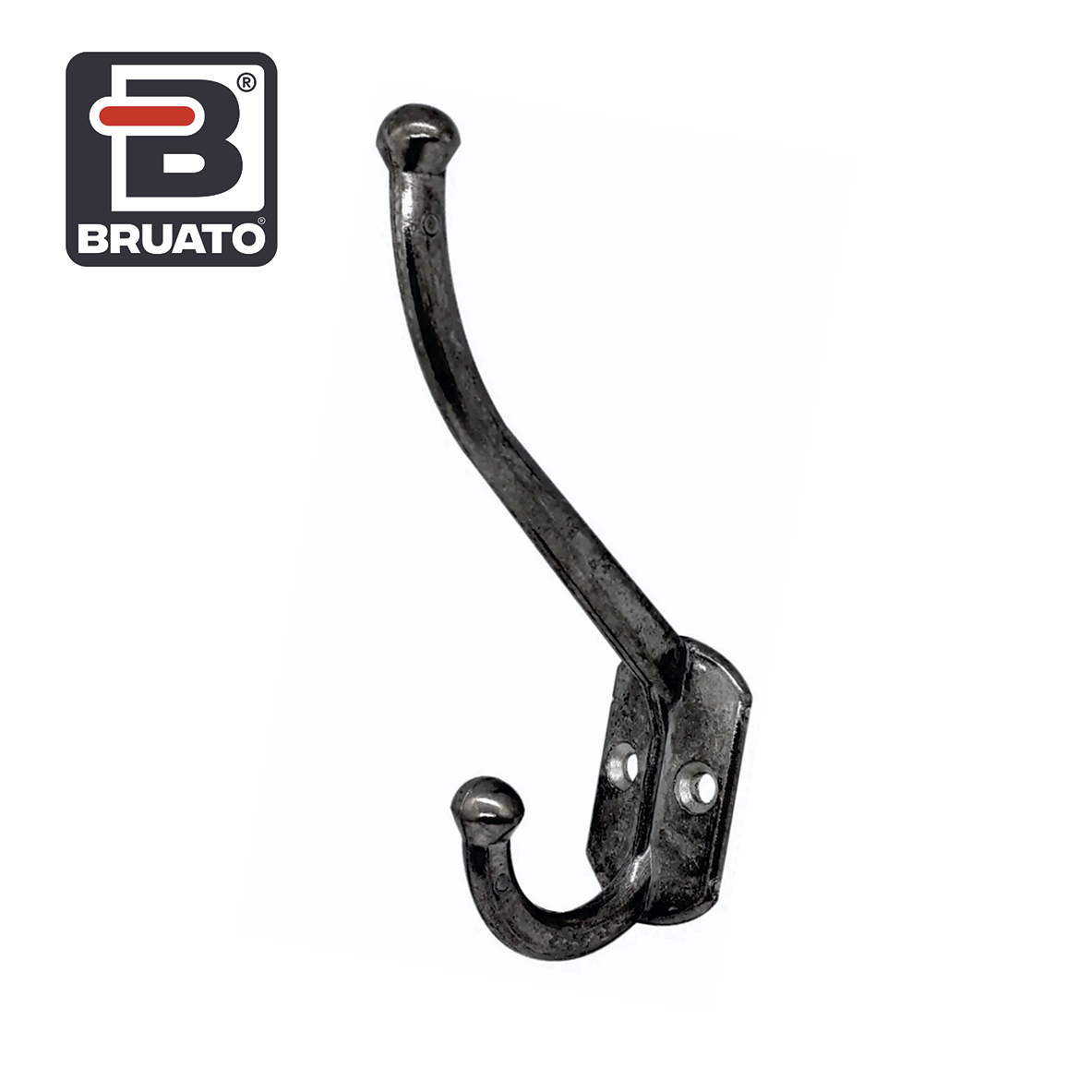 Percha doble de Aluminio natural de diseño Bruato